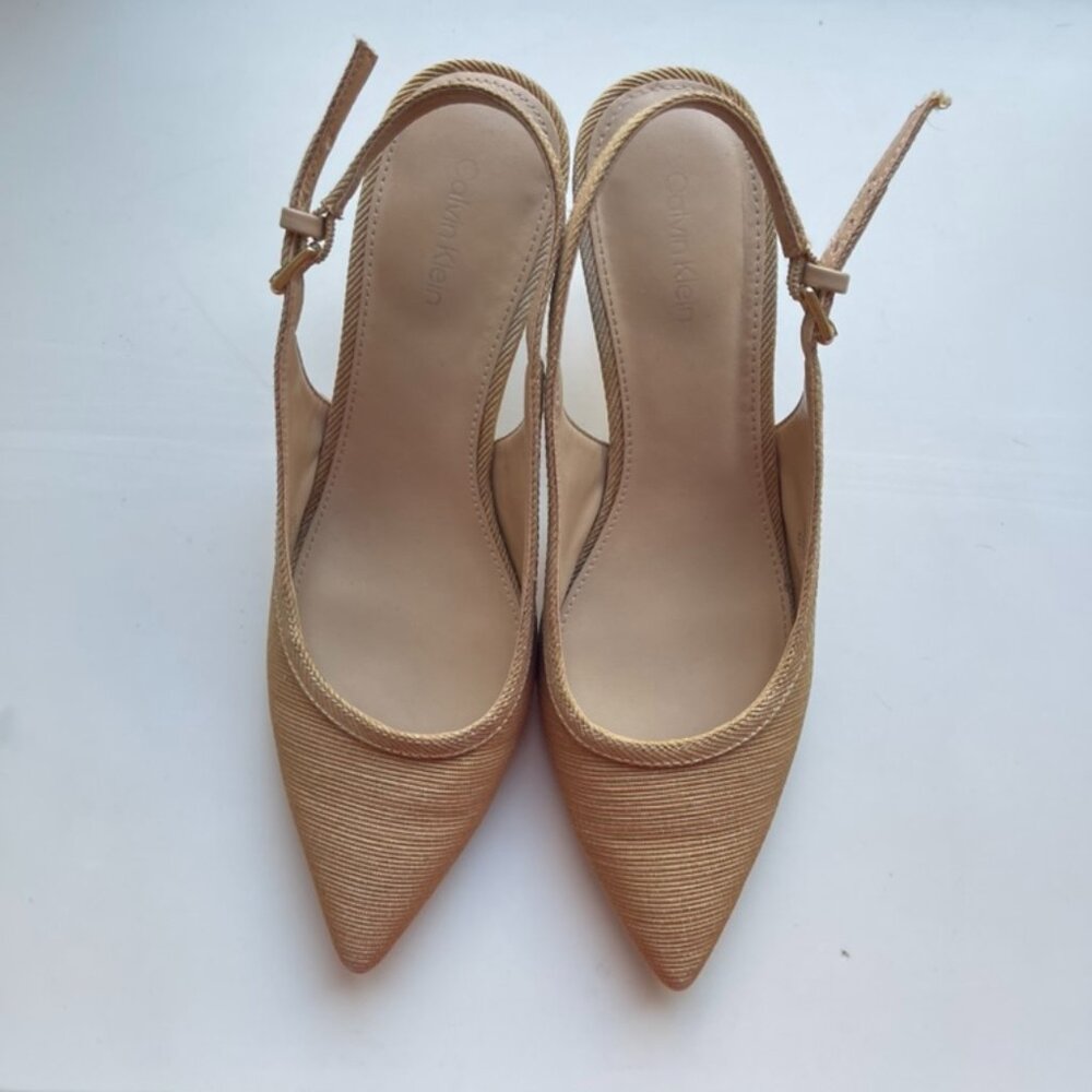 Calvin Klein Tan Pointed-Toe Heels | Size 7.5 | Classic Nude Pumps